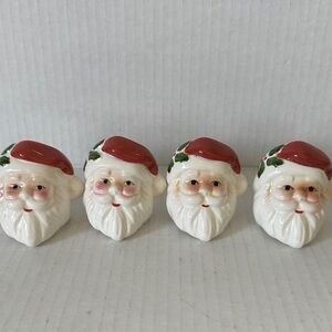 Vintage Santa Claus Napkin Rings Set – Ceramic Christmas Table Decor